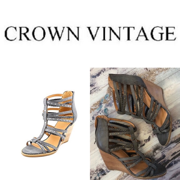 Crown Vintage Shoes - Crown Vintage/ Gray Gladiator Wedges